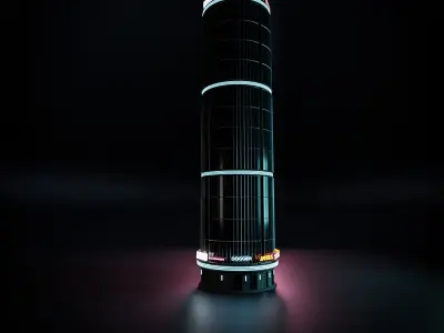 CYBERPUNK BUILDING FUTURISTIC 09 Low-poly 3D model