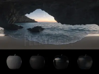 HDRI 21pcs 12k Coastal Cave with ocean Low-poly 3D model