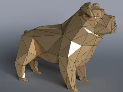 bulldog lowpoly 3D print model polygonal dog Low-poly 3D model