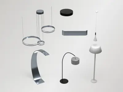 Lighting Set - 13 Lamps with unique design Low-poly 3D model