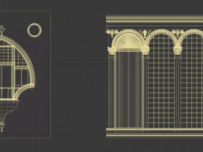 European-style windows 3D model