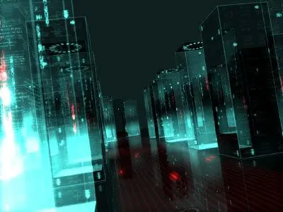 City futuristic with lights 3D model