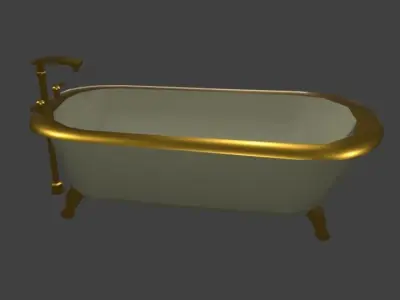 bath low-poly gold table 3D model
