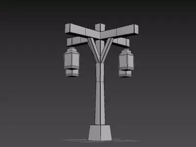 Old Street Lamp 4 Low-poly 3D model
