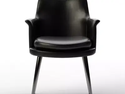 Open Box Finley Wing Dining Chair Sierra Leather Black Low-poly 3D model