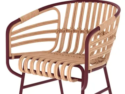 Raphia two rattan chairs 3D model