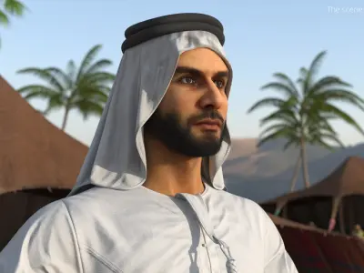  Arabian Man in Kandura A Pose White 