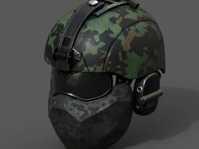 Helmet scifi military combat 3d futuristic technology  Low-poly 3D model