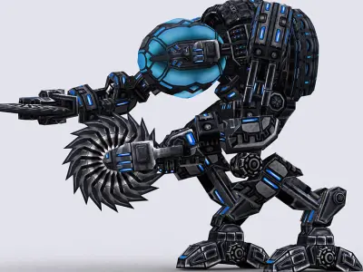 3DRT - Mech robot engineer - 02 Low-poly 3D model