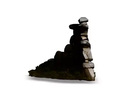 Stylized Crumbling Stone Wall Section Low-poly 3D model