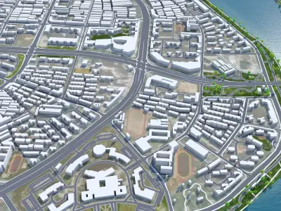 Ganzhou Jiangxi China 50km Low-poly 3D model