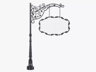Forged column with hanging board 06 3D model