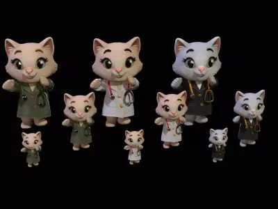 Cat4Pack3 Low-poly 3D model