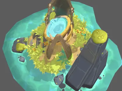 Spring of Life Resurrection Point The Land of Healing Low-poly 3D model