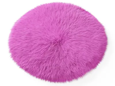Round Pink Sheepskin Rug 3D model