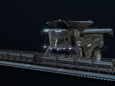  Modern Combine Harvester Fendt Black PBR 