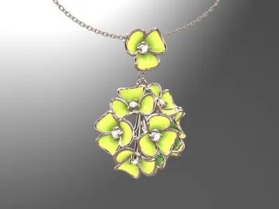 Silver Flower Shape Diamond 3D print model