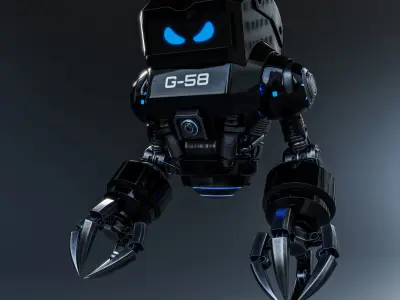 Cute Space Robot Rigged G-58 Black 3D model
