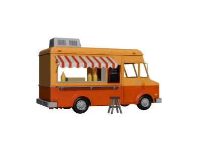 Street Food Truck Mobile Food Service Vehicle 3D model