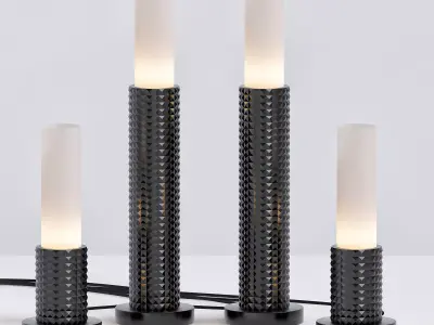 Diesel three candle holders with candle in middle 3D model