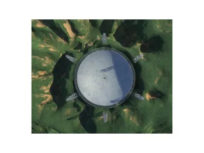 Fast radio telescope moutain landscape 3D model