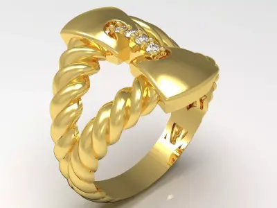 Ring a modern combination of gold and diamonds jr00231 3D print model