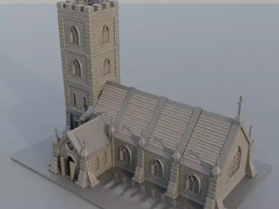 Small Church Tabletop Terrain 15 mm 3D print model