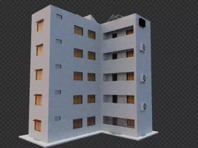 Residential Building game-ready l-poly Low-poly 3D model