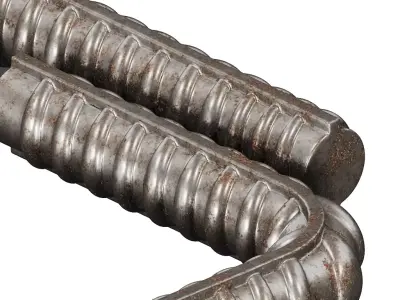Rusty Square Bend TMT Bar 3D model