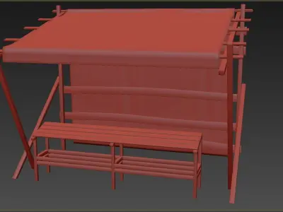 Market Stall Cotton Low-poly 3D model