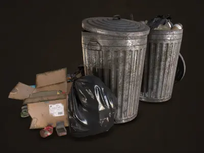 Urban Trash Pack Vol 1 Low-poly 3D model purchase