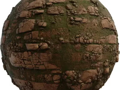 Rocky Plateau With Grass Strips Texture