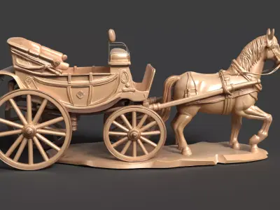 Chinese Ancient Wagon  figture Low-poly 3D model