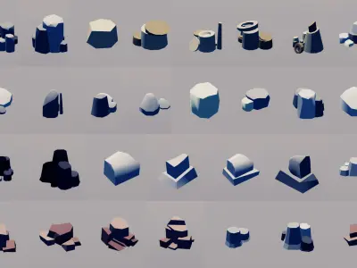 Low Poly Nature Project - Trees And Rocks Pack Tiny Edition Low-poly 3D model