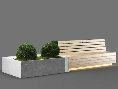 bench939 wooden bench with plants in it 3D model
