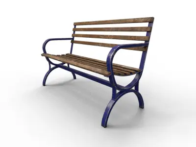 Old Street Bench Low-poly 3D model