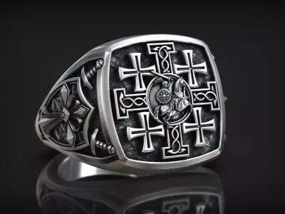 Jerusalem Cross Crusader Knight Medieval Signet 3D print model