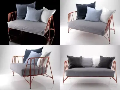 Canistro sofa with cushions and pillows 3D model