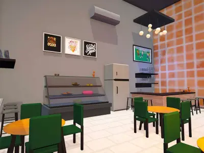 Cafe Interior Pack - Cartoonish Cafe 3D model