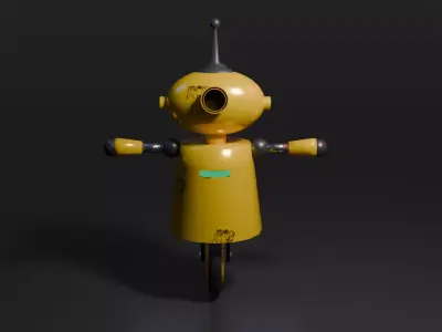 Low-Poly Retro Robot  Low-poly 3D model