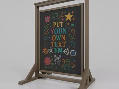 Customizable Double Sided Swinging Wooden Chalkboard Sign Low-poly 3D model