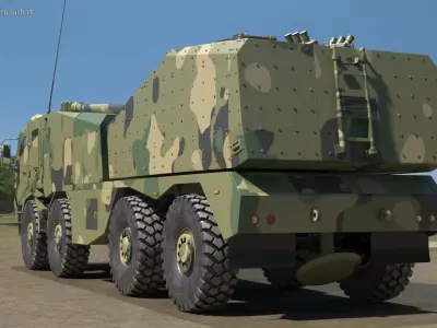  Armored Self Propelled Artillery Unit 155mm Rigged 