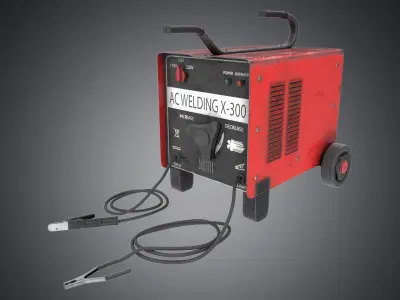 New red painted weld machine industrial tool  nanite ready da1 3D model