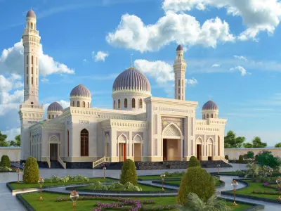 Mosque with architectural design 3D model