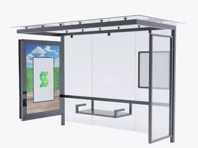 German Berlin Modern Bus Stop Shelter 3D model