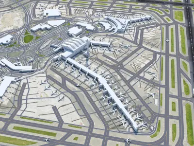 John F Kennedy International Airport 12km Low-poly 3D model