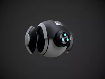 Low Poly Sci-Fi  Drone - 6 -  Textured Low-poly 3D model