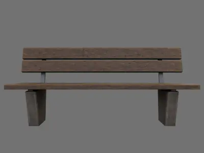 Public Street Bench Low-poly 3D model