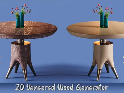 20 Veneered Wood Materials - SBSAR - PBR Maps - 4K Texture