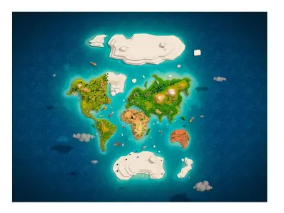 Cartoon Low Poly Earth World Map 2 Low-poly 3D model